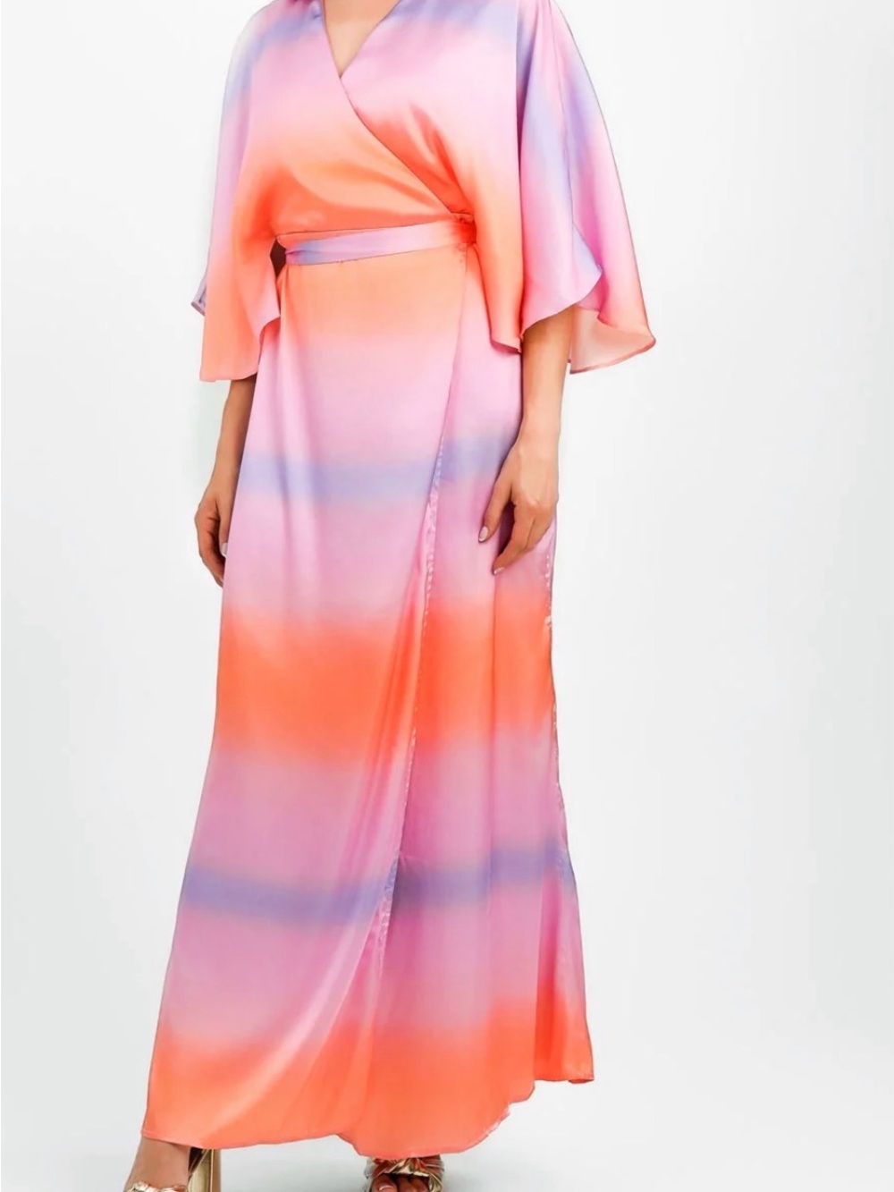 ASOS Ombre Satin Wrap Maxi Dress